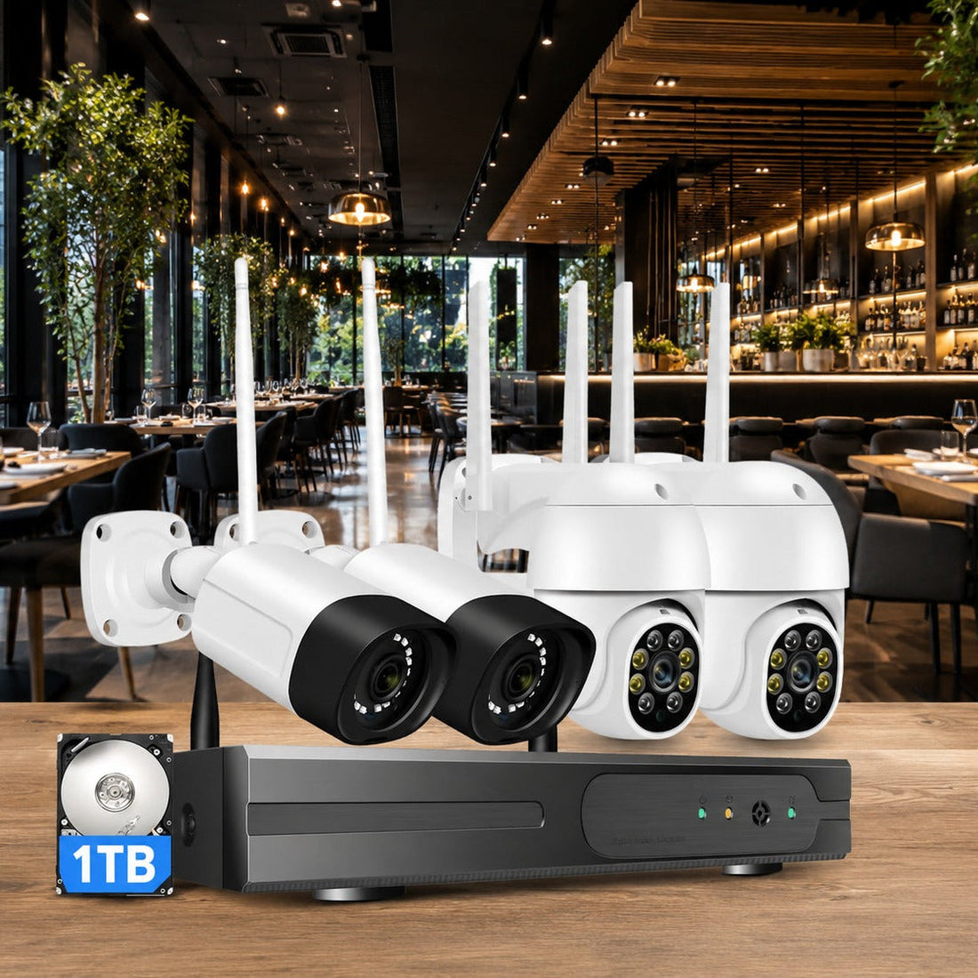 Kit de cámaras de seguridad para bar, restaurante o comercio