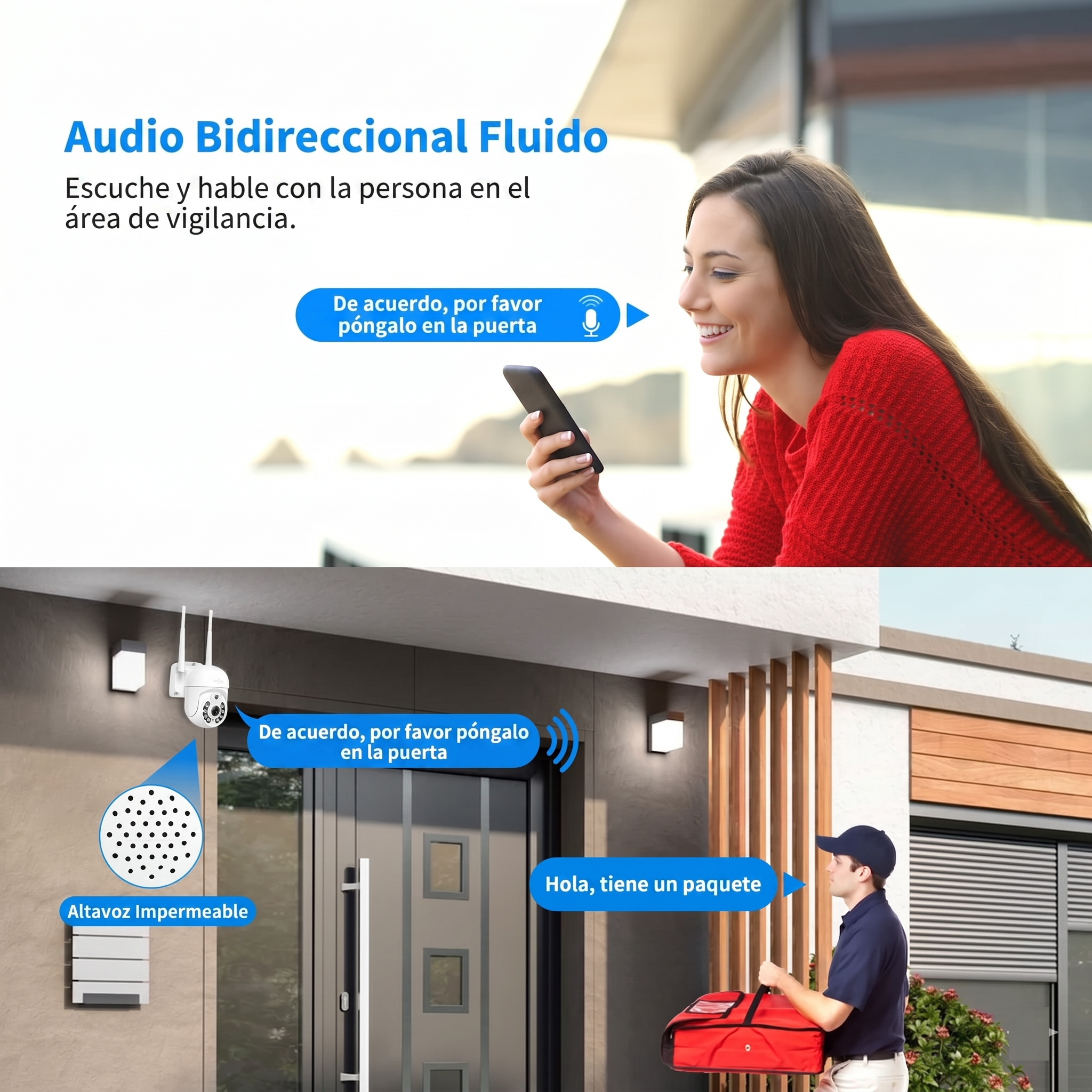 Cámara de seguridad WiFi para el hogar con visión panorámica y control desde el móvil