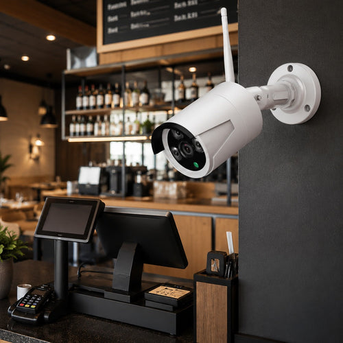 Cámara de seguridad WiFi 3MP para hostelería — Interior y exterior | Configuración incluida