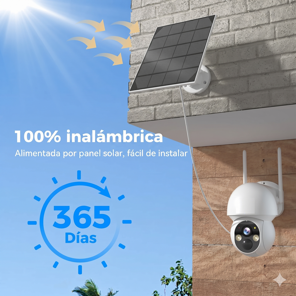 Cámara de seguridad solar - Vigilancia 24 horas sin cables ni facturas de luz