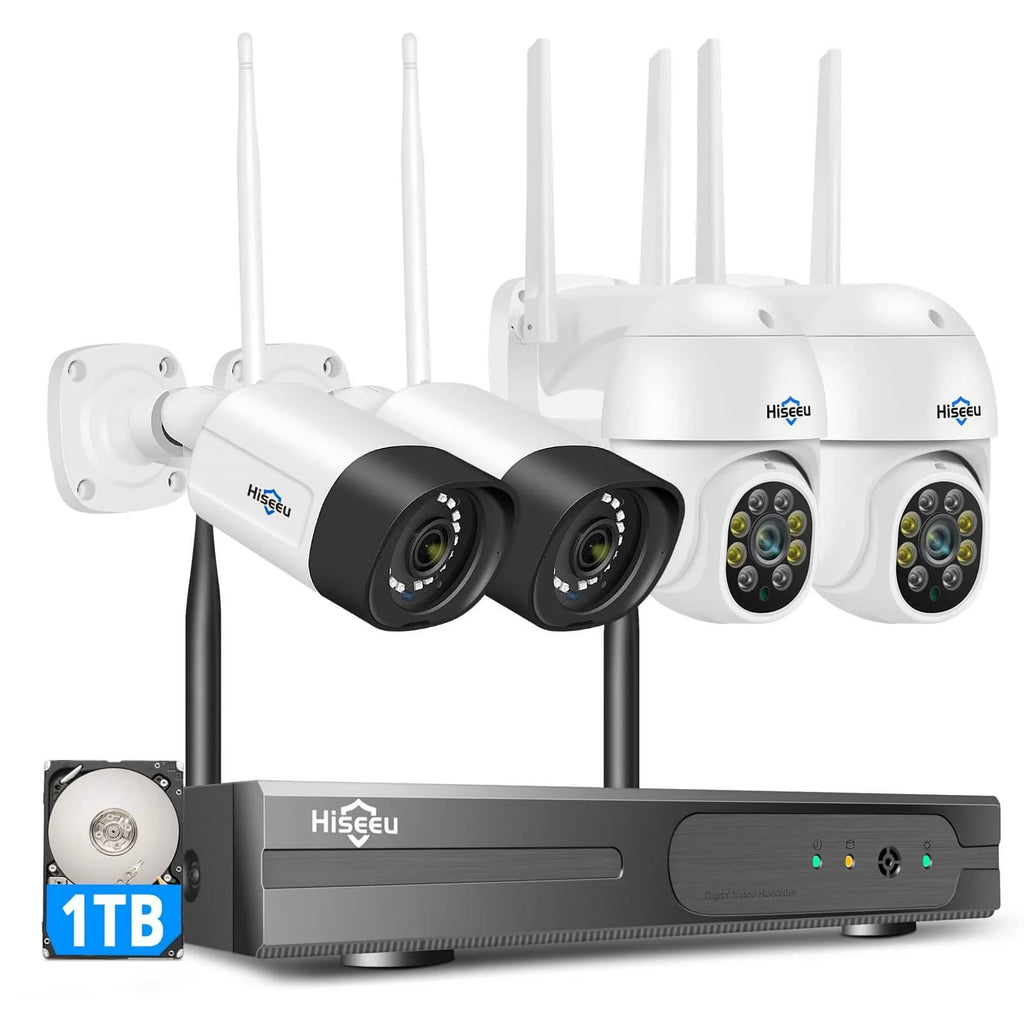 Sistema de Cámaras de Seguridad Inalámbricas 5MP PTZ con NVR | Cámaras Domo y Bullet | Disco Duro Integrado