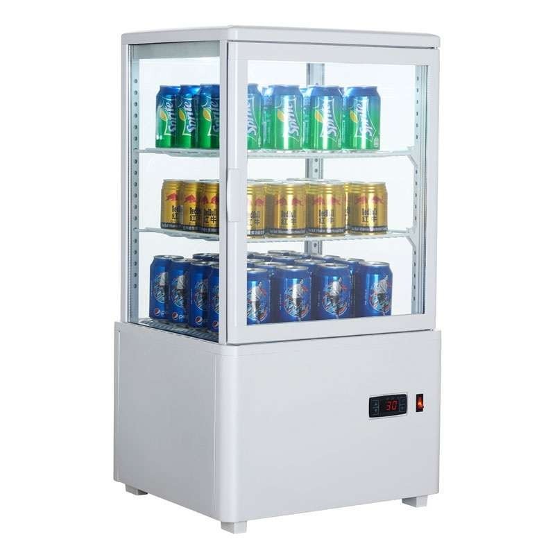 Expositor Refrigerado 4 Caras 58L Blanco o Negro de 447x400x819h mm