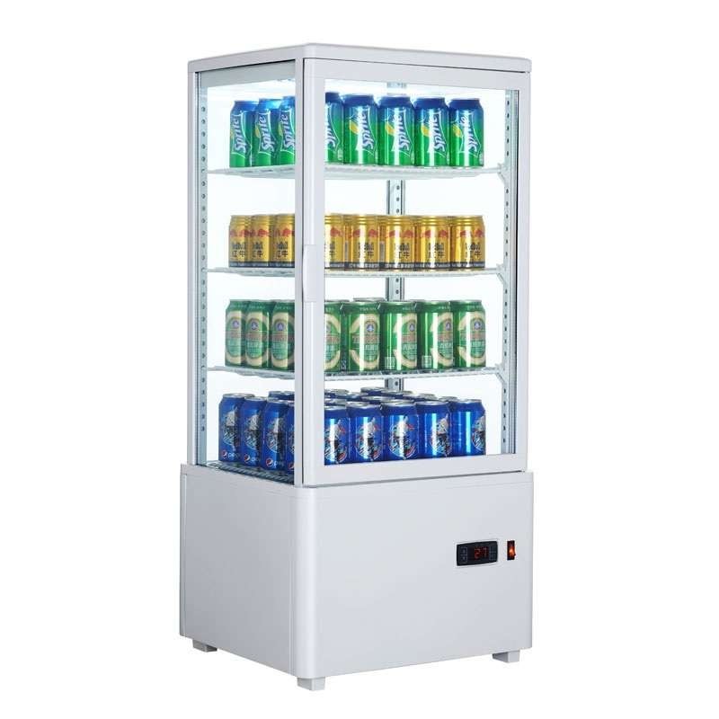 Expositor Refrigerado 4 Caras 78L Blanco o Negro de 447x400x969h mm