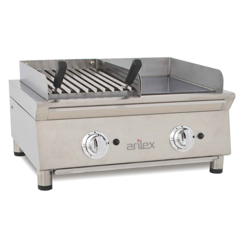 Frytops a gas 35 cm+ Barbacoa en acero de 15 mm con baño de cromo duro