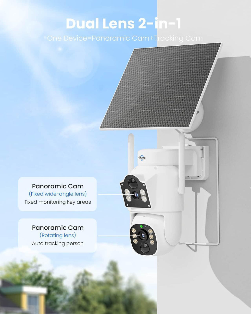 Cámara de seguridad solar para el hogar — Vigila tu casa desde cualquier lugar, sin cables y sin facturas de luz