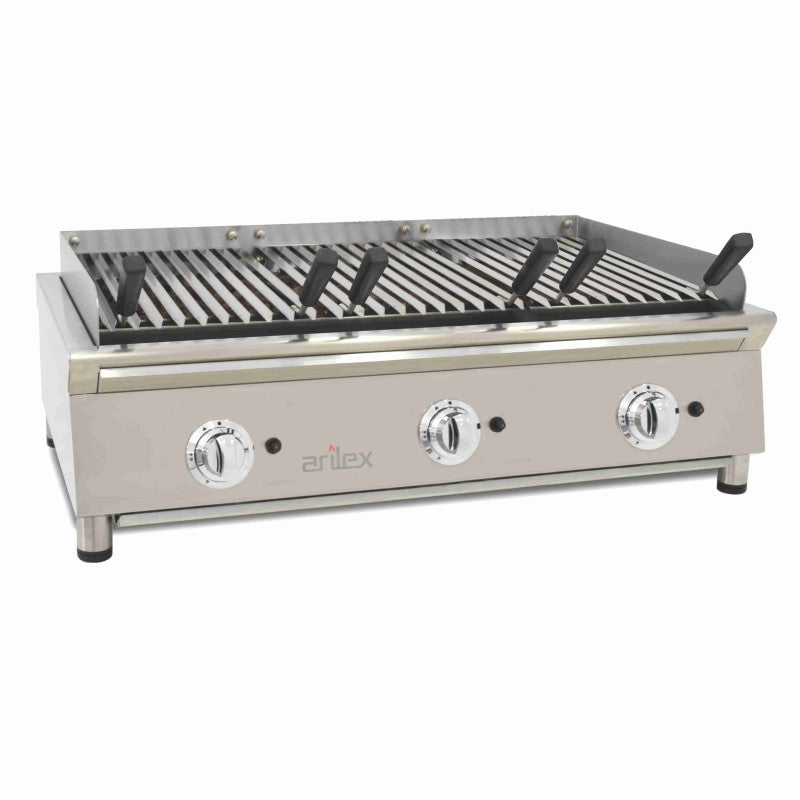 Parrilla vasca a gas profesional 130 cm con piedra volcánica