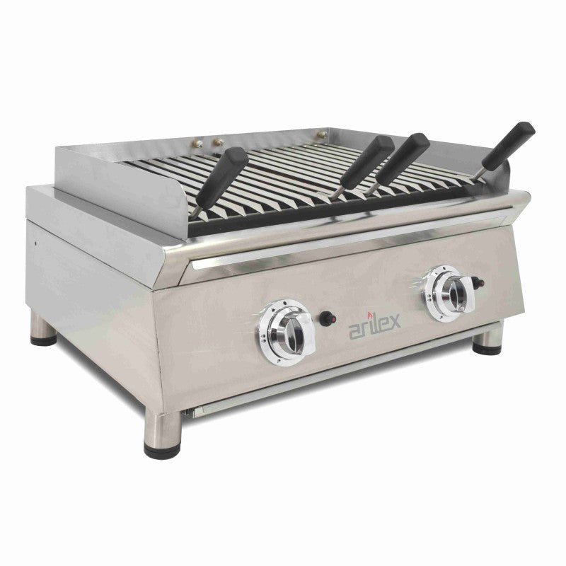 Parrilla vasca profesional a gas 70 cm con piedra volcánica