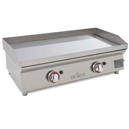 Plancha a gas 80 cm ARILEX en acero 15 mm con baño cromo duro 80 PGNC