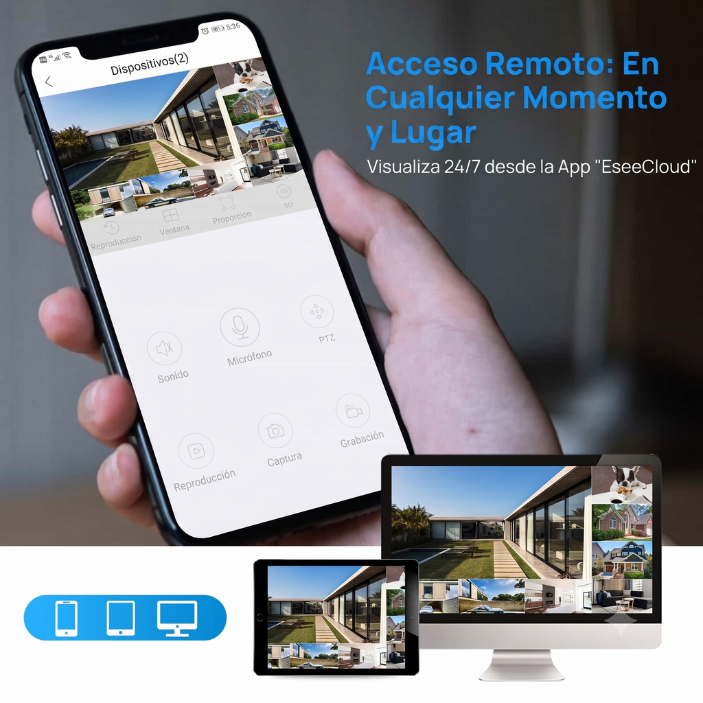 Sistema de videovigilancia WiFi para comercios - 8 cámaras 5MP, cobertura total y sin cuotas