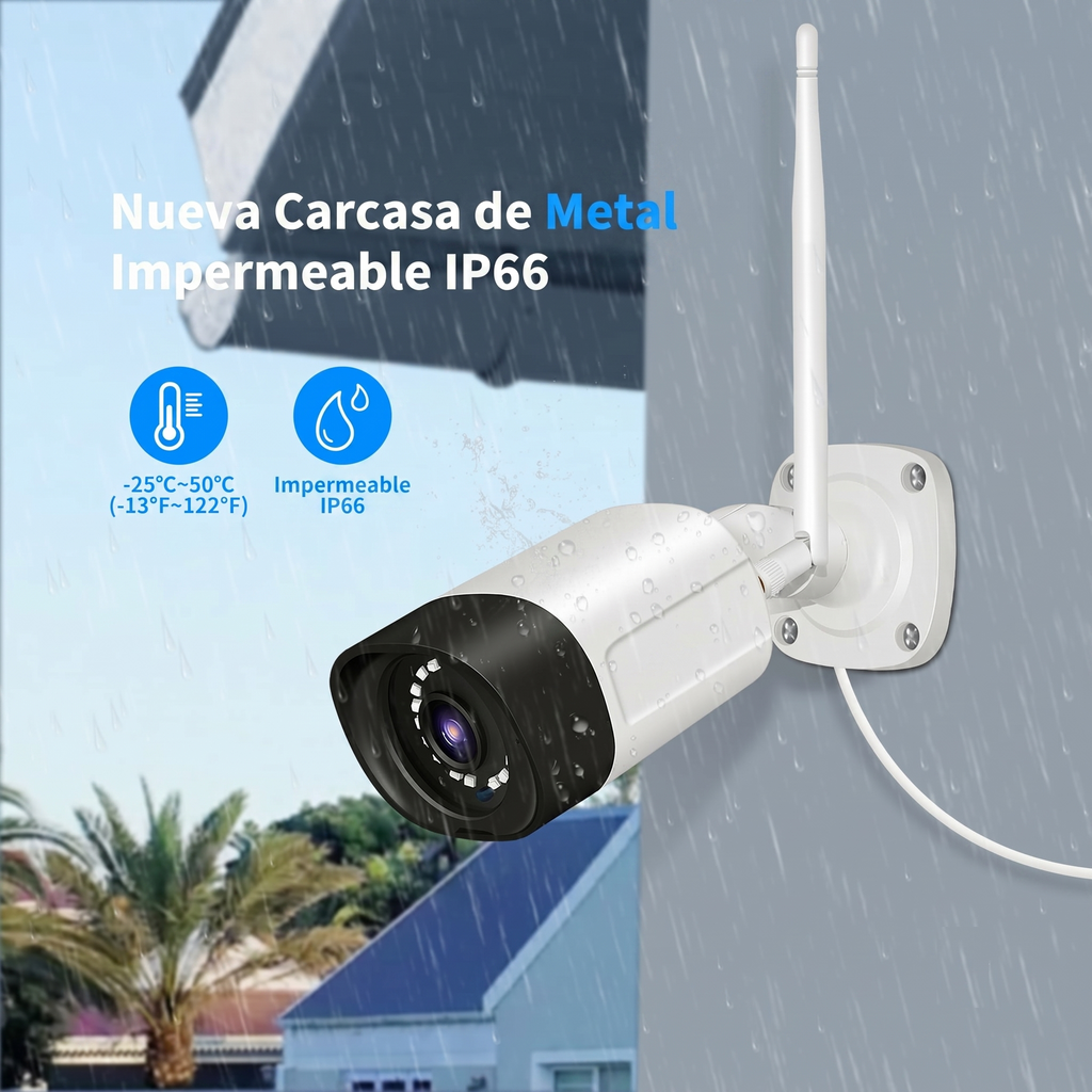 Sistema de videovigilancia WiFi para comercios - 8 cámaras 5MP, cobertura total y sin cuotas