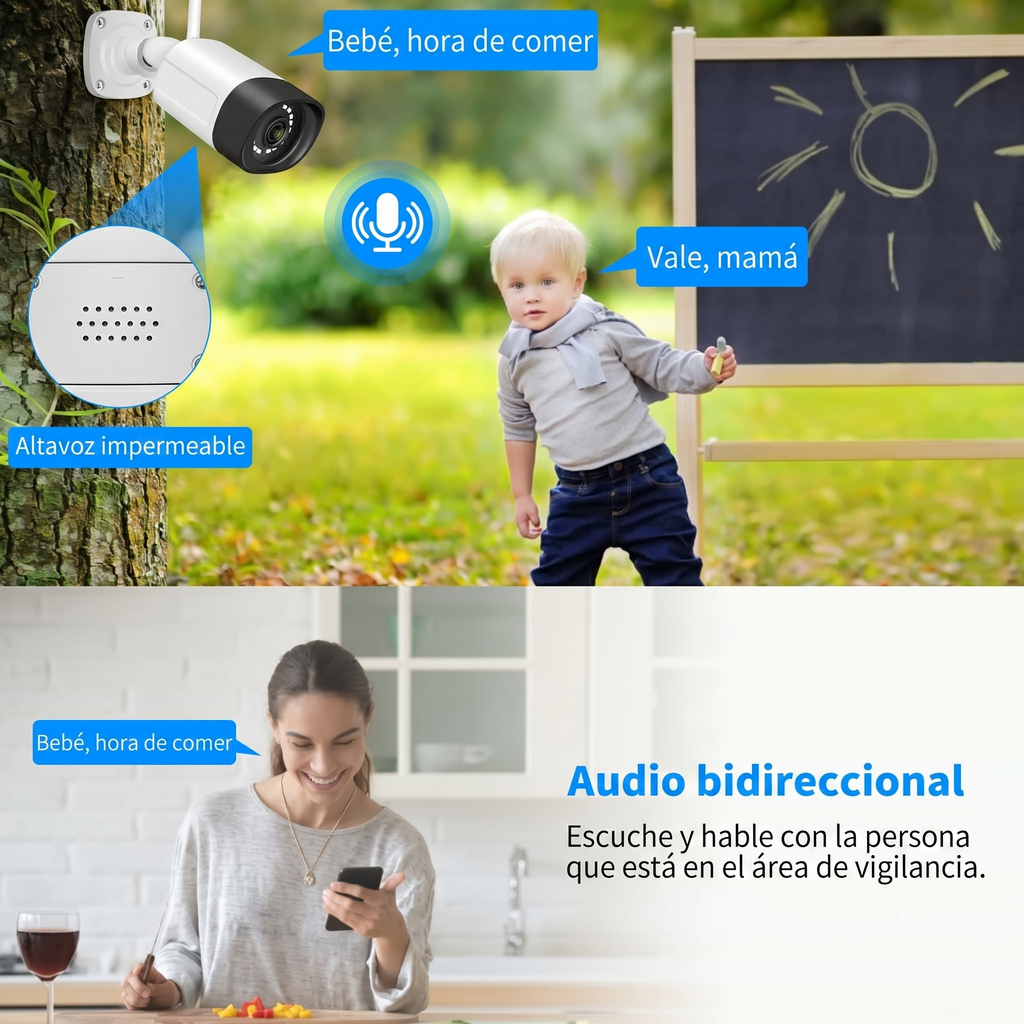 Sistema de videovigilancia WiFi para comercios - 8 cámaras 5MP, cobertura total y sin cuotas