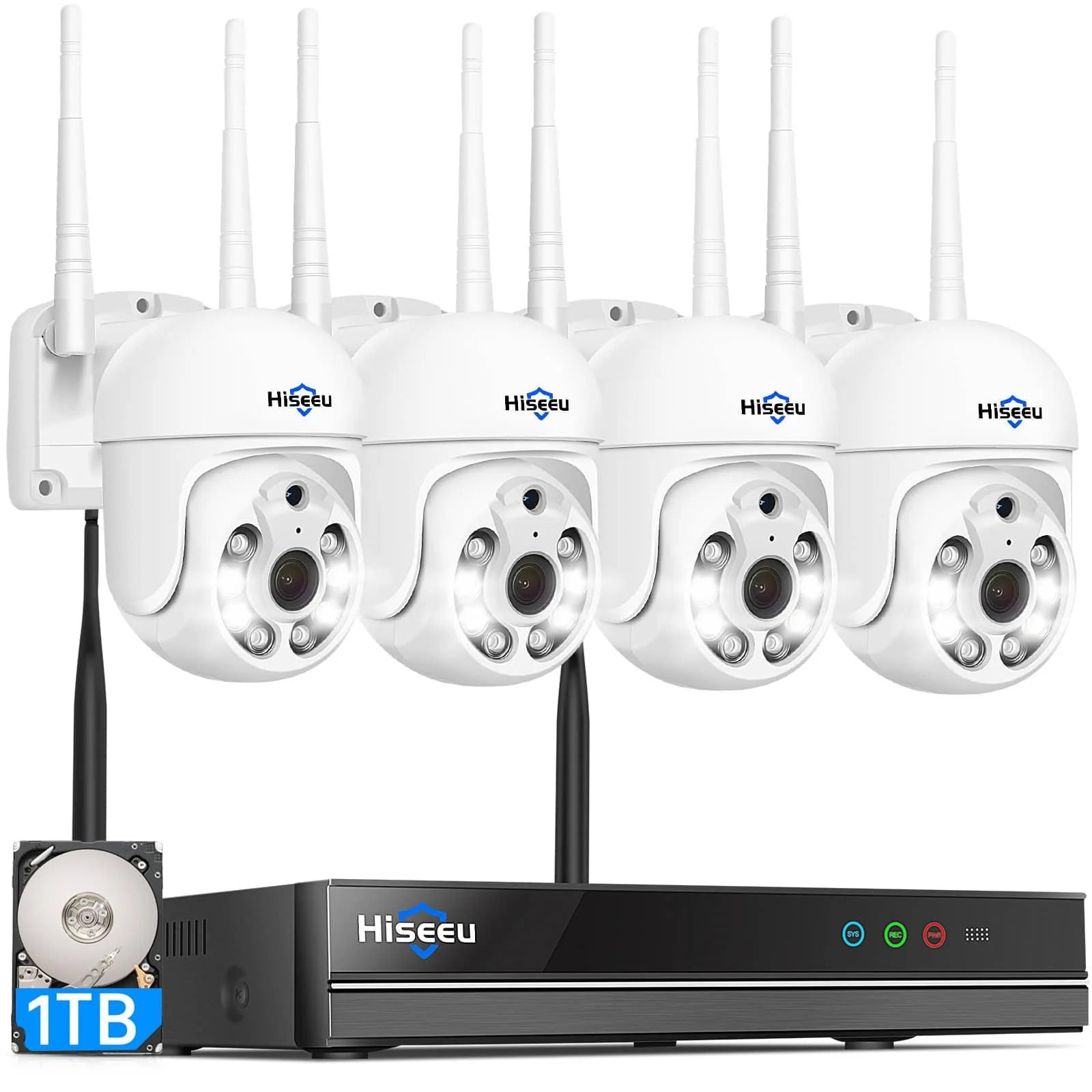 Sistema de Cámaras de Seguridad Inalámbricas PTZ 5MP con NVR 4K | Detección Humana por IA | Disco Duro 1TB Integrado