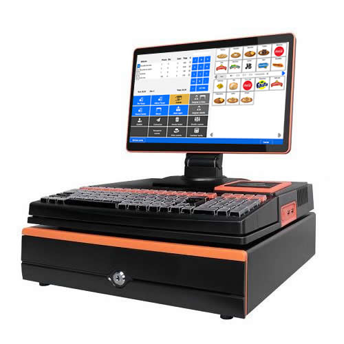TPV táctil todo en uno modelo K12 – con impresora, teclado. Pantalla táctil y scanner