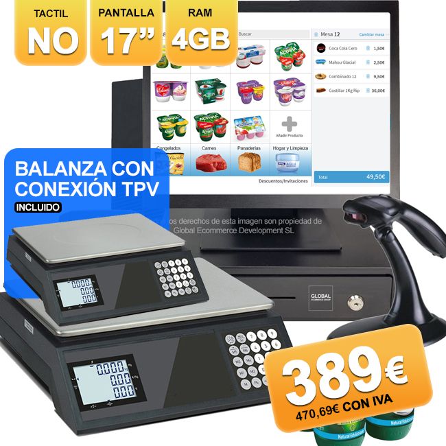 TPV Comercio no táctil 17" + Balanza