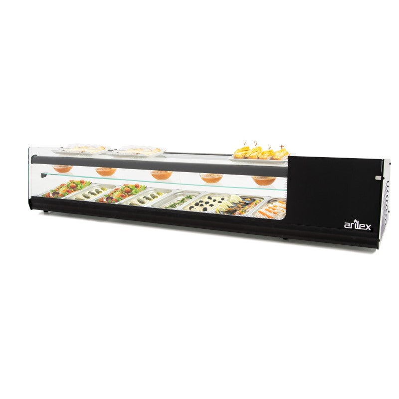 Vitrina Refrigerada de Tapas Negra | 8 Bandejas GN 1/3 (3 Pisos)