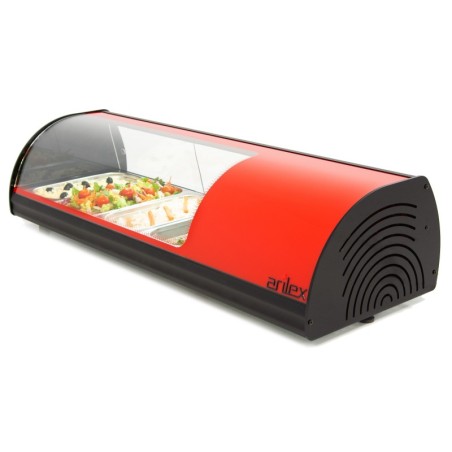 Vitrina refrigerada de tapas ARILEX 4 bandejas color rojo