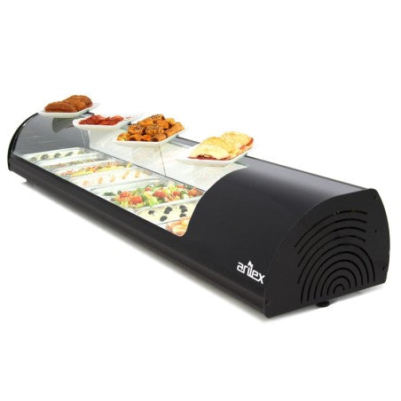 Vitrina Refrigerada de Tapas ARILEX | Placa Lisa Negra (Capacidad 8 GN 1/3)