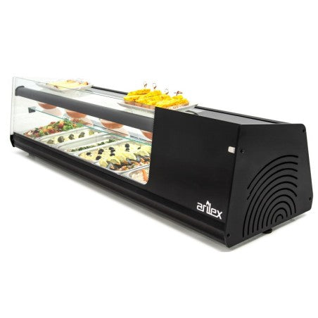 Vitrina Refrigerada de Tapas | Placa Lisa Negra (6 Bandejas GN 1/3)