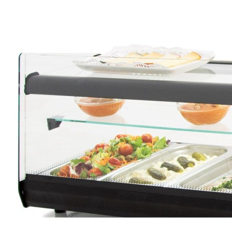 Vitrina Refrigerada de Tapas | Placa Lisa Negra (6 Bandejas GN 1/3)