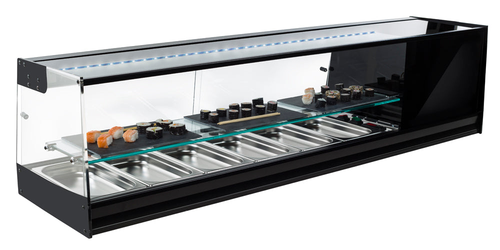 Vitrina refrigerada para SUSHI de cubetas con estante