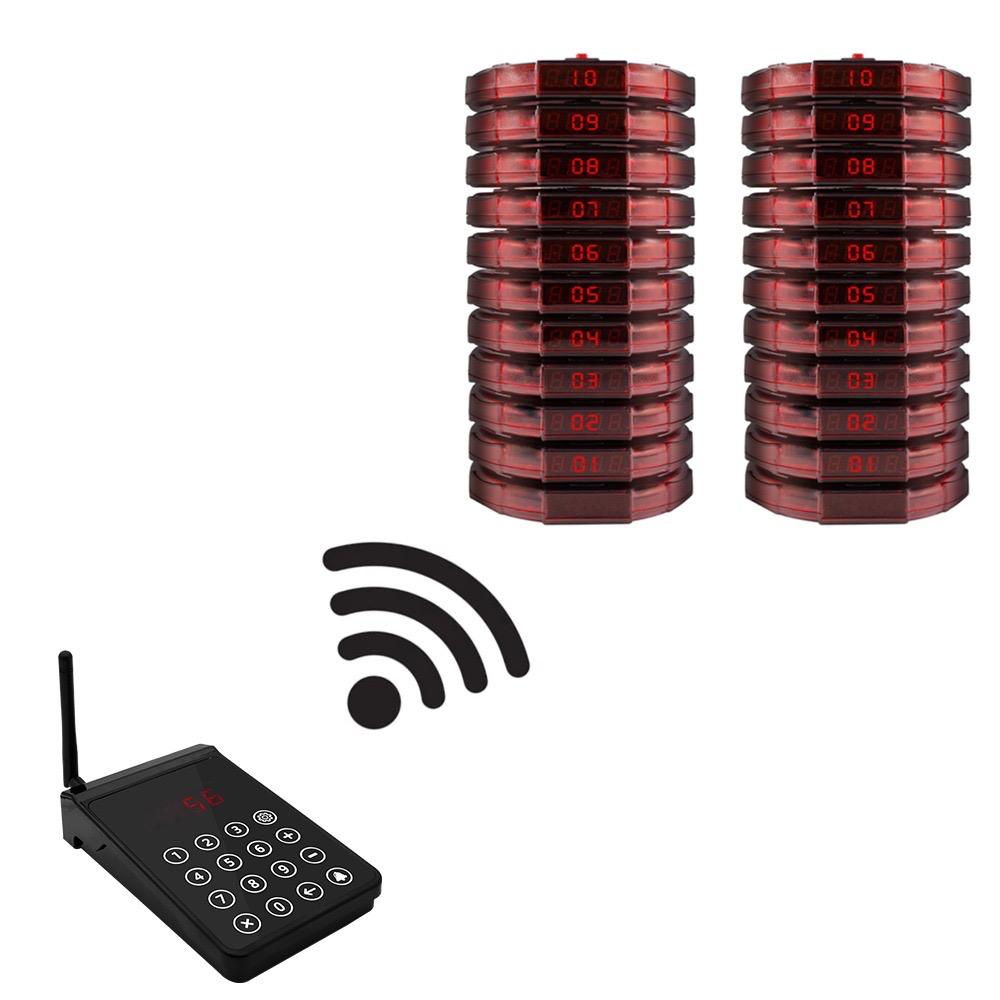 Avisadores inalámbricos para hostelería con vibración, sonido y luz – Pack profesional 20 unidades