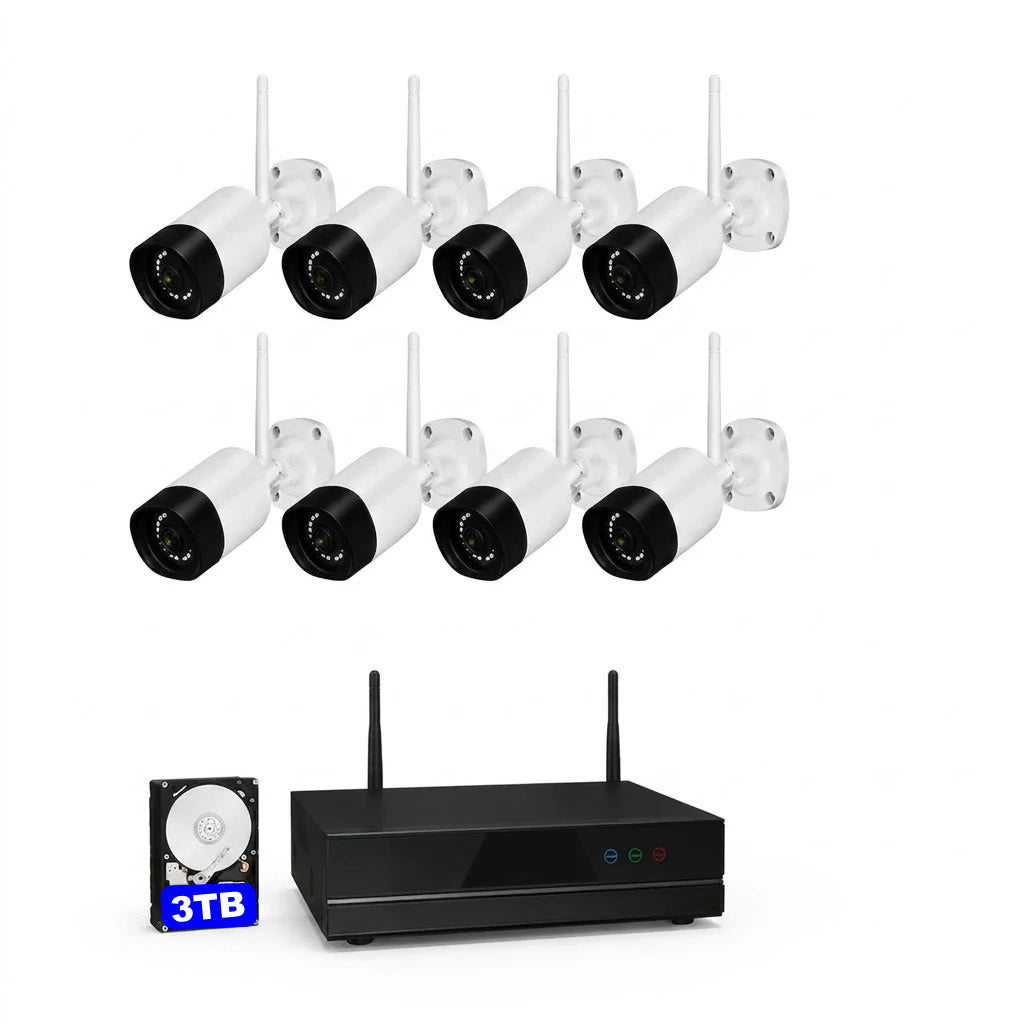 Sistema de videovigilancia WiFi para comercios - 8 cámaras 5MP, cobertura total y sin cuotas
