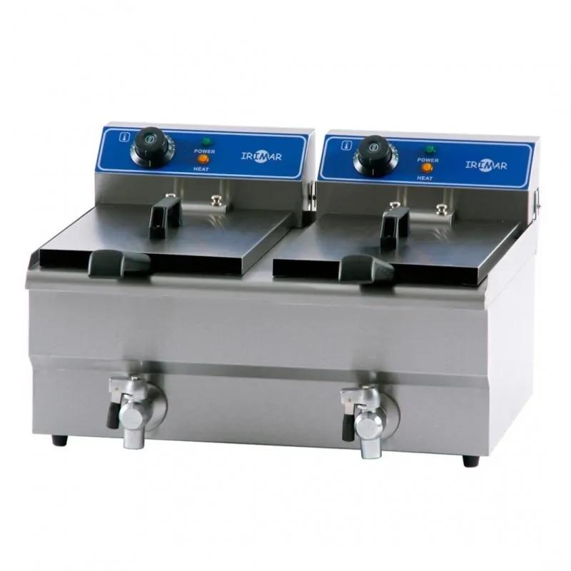 Freidora Industrial Eléctrica Doble 13 + 13 Litros Irimar FRY-13+13 con Grifo