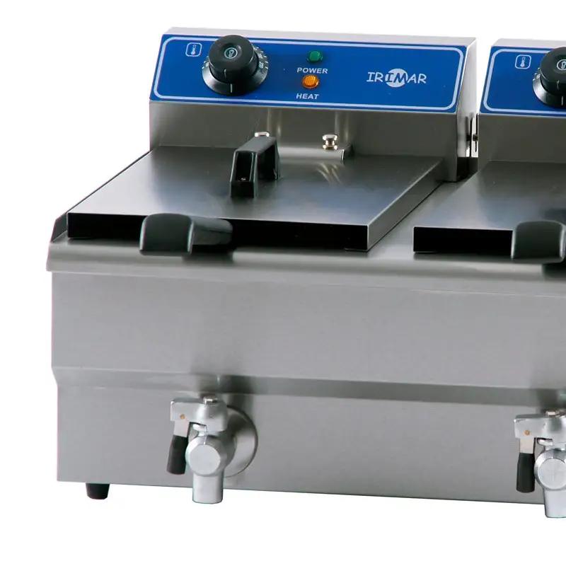 Freidora Industrial Eléctrica Doble 13 + 13 Litros Irimar FRY-13+13 con Grifo