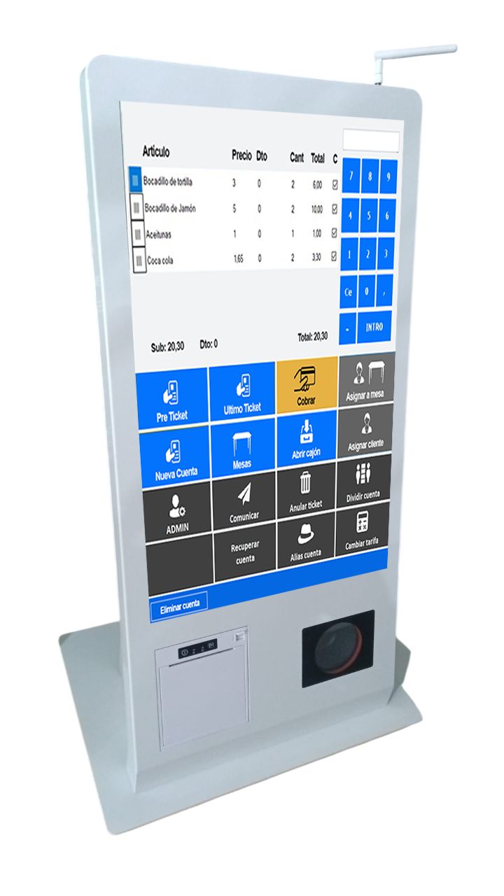 Quiosco interactivo profesional 21,5” – autoservicio inteligente para tu negocio