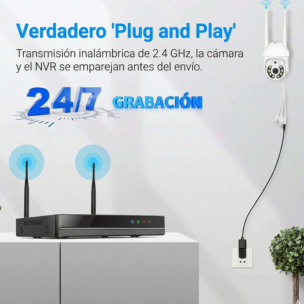 Videovigilancia inteligente para comercios - 4 cámaras PTZ motorizadas con IA, todo incluido y listo en 24 horas