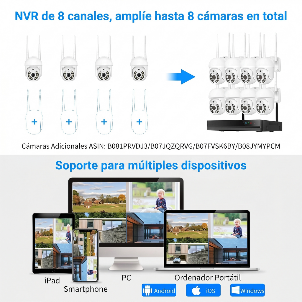 Videovigilancia inteligente para comercios - 4 cámaras PTZ motorizadas con IA, todo incluido y listo en 24 horas