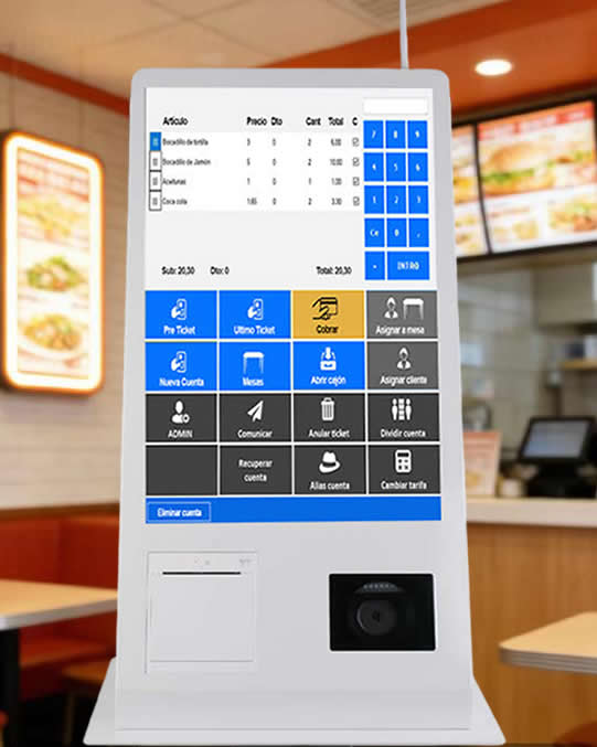 Quiosco interactivo profesional 21,5” – autoservicio inteligente para tu negocio