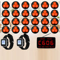 Sistema profesional de avisadores para camareros con pantalla receptora, 2 relojes inalámbricos y 24 avisadores de mesa