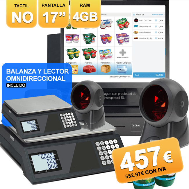 TPV Alimentación + Códigos de Barra + Balanza TPV