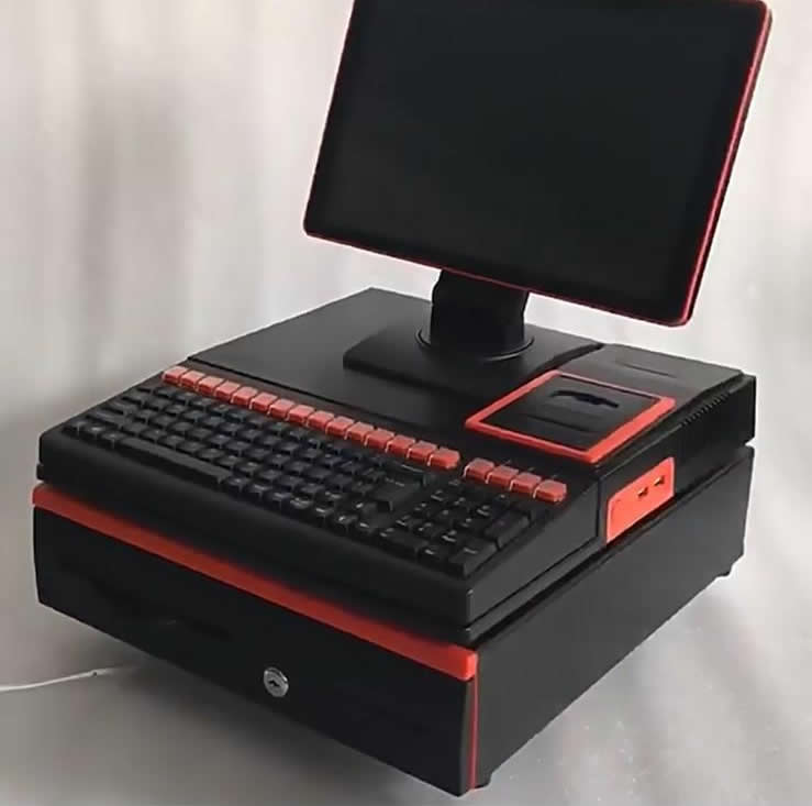 TPV táctil todo en uno modelo K12 – con impresora, teclado. Pantalla táctil y scanner