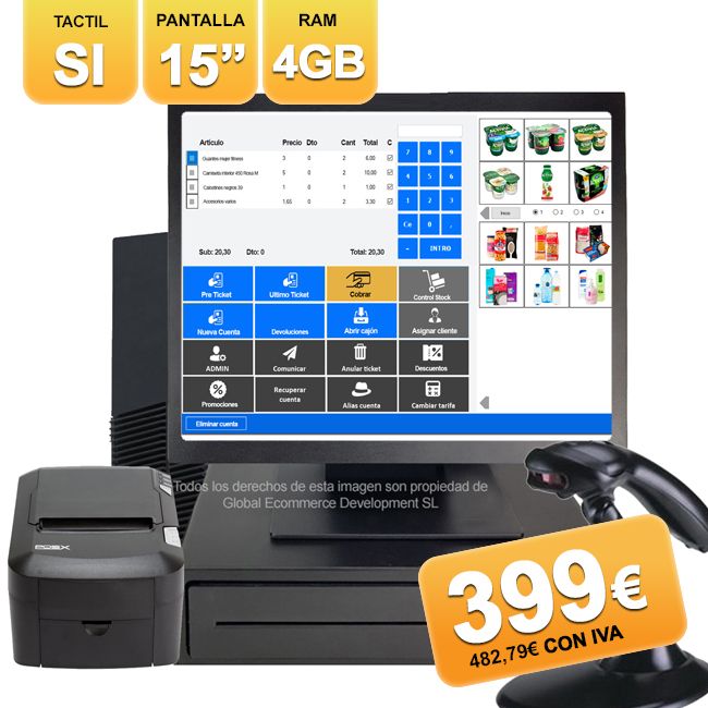 TPV Alimentación TACTIL + Códigos de Barra