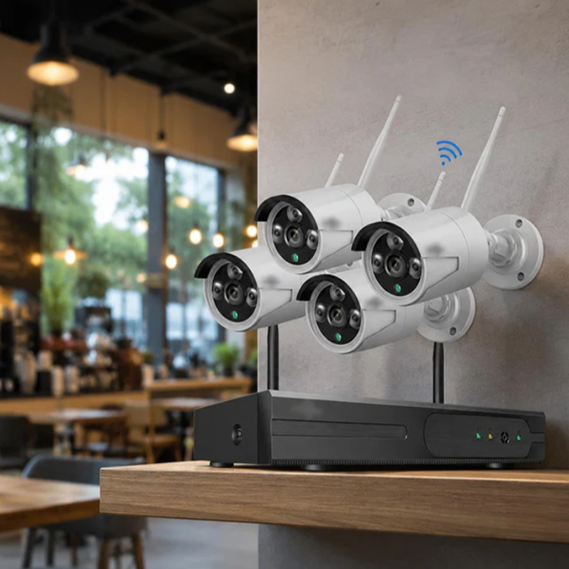 Videovigilancia para tu bar o restaurante — 4 cámaras, todo incluido y listo para usar