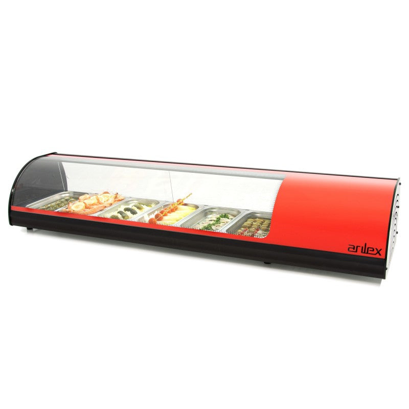 Vitrina Refrigerada de Tapas ARILEX 6VTG-RO (6 Bandejas GN 1/3) – Rojo Elegancia